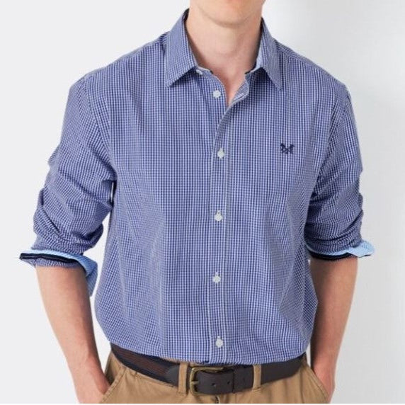 Crew Classic Fit Micro Gingham Shirt Ultra Marine 1