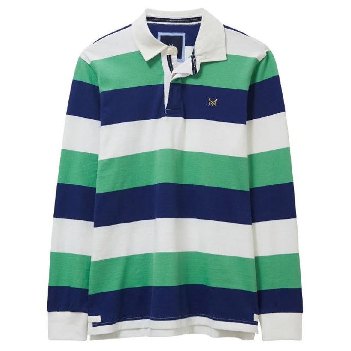 Crew Classic Stripe Rugby Shirt White-Blue-Green 1