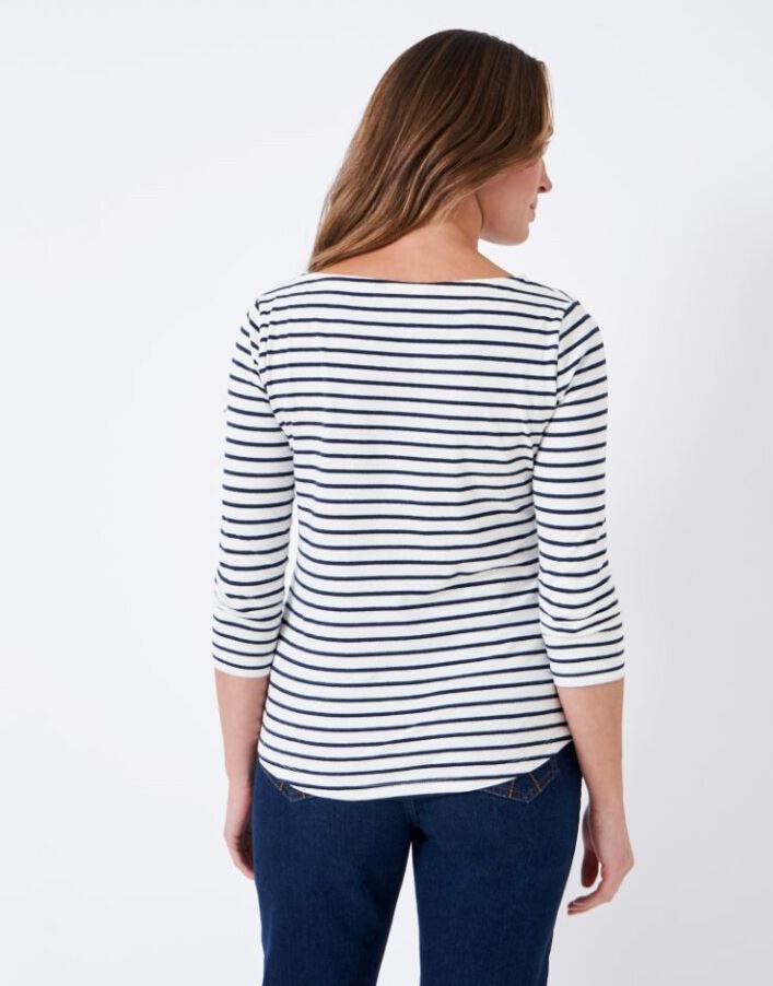Crew Essential Breton Ladies T-shirt White-Navy Stripe 3