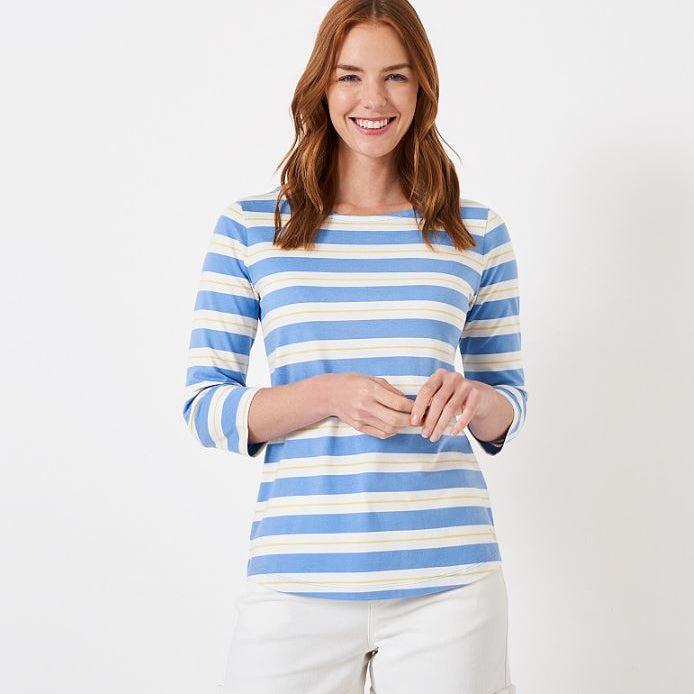 Crew Essential Breton Ladies Top Blue-Multi 2