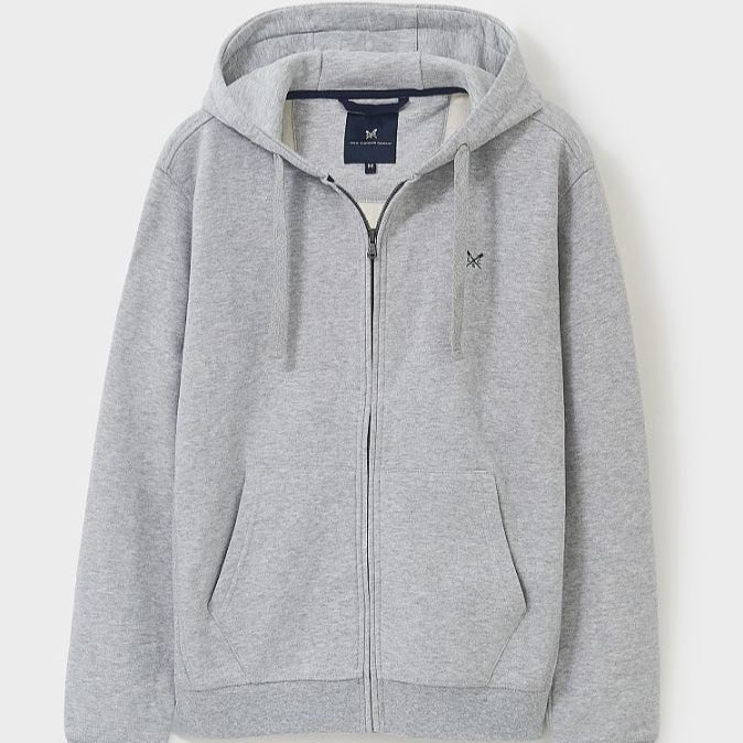 Crew Men's Crossed Oars Zip Through Hoodie Grey Marl 2
