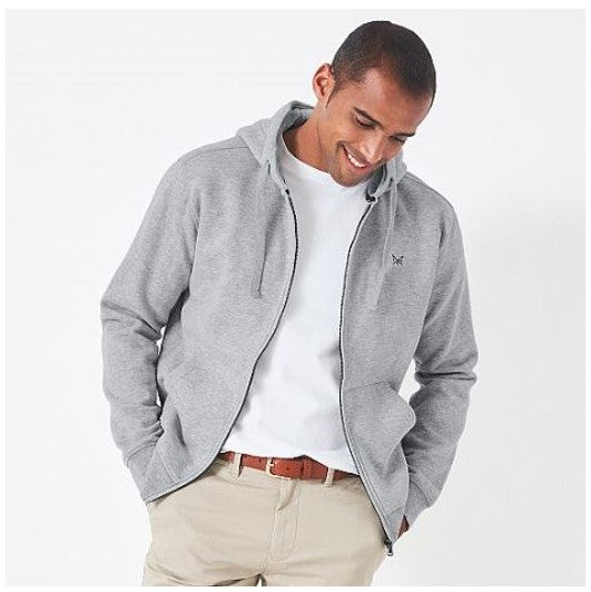 Crew Men's Crossed Oars Zip Through Hoodie Grey Marl 1