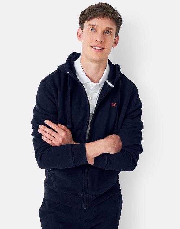Crew Men's Crossed Oars Zip Through Hoodie Navy 3
