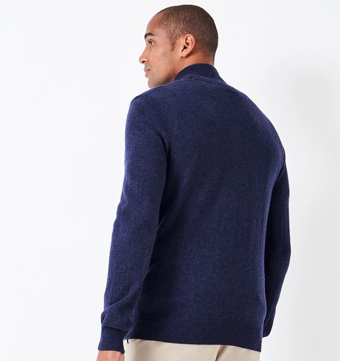 Crew Men's Merino Cashmere Half Zip Jumper Navy Marl 3