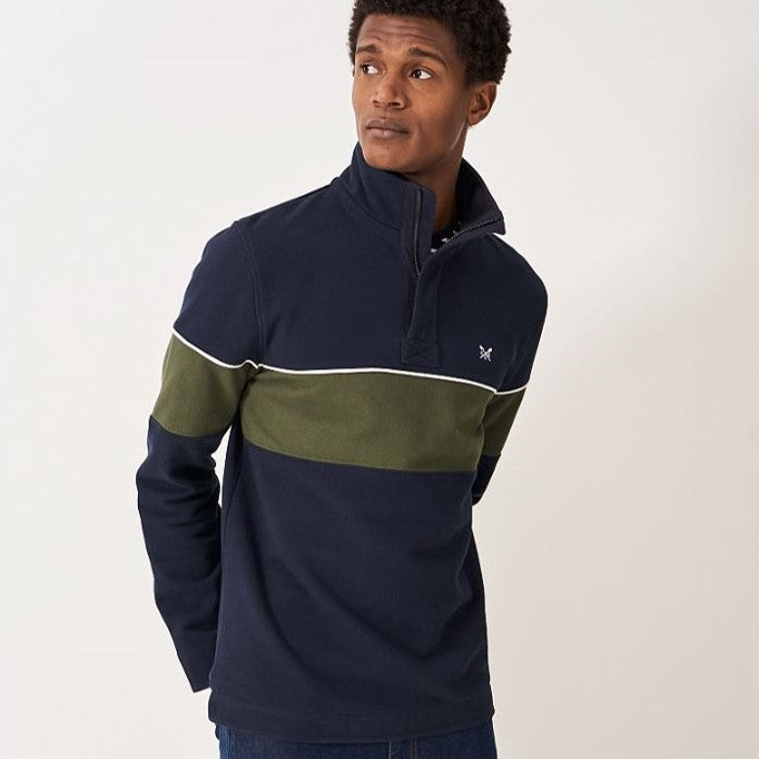 Crew Padstow Chest Stripe Sweatshirt Dark Navy White 3