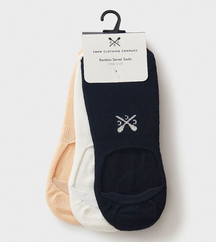 Crew Women's 3 Pack Secret Bamboo Socks Beige-Blue-White 2