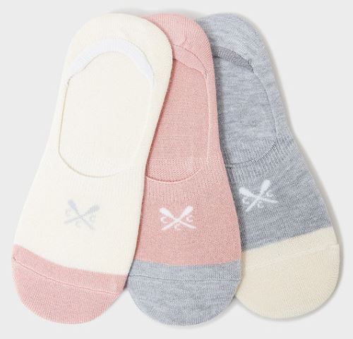 Crew Women's 3 Pack Secret Bamboo Socks Oatmeal-Pink-Grey
