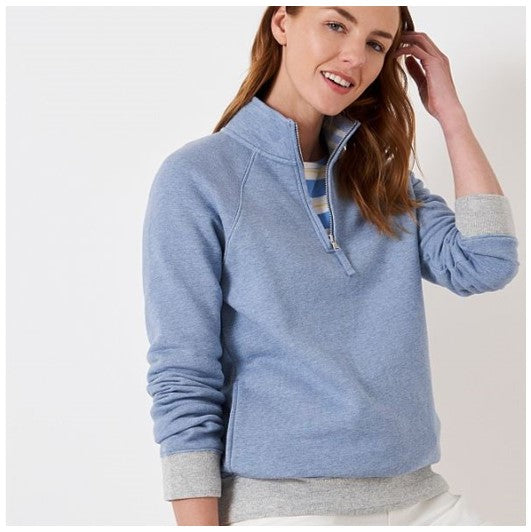 Crew Women's Half Zip Sweatshirt Blue Marl 1