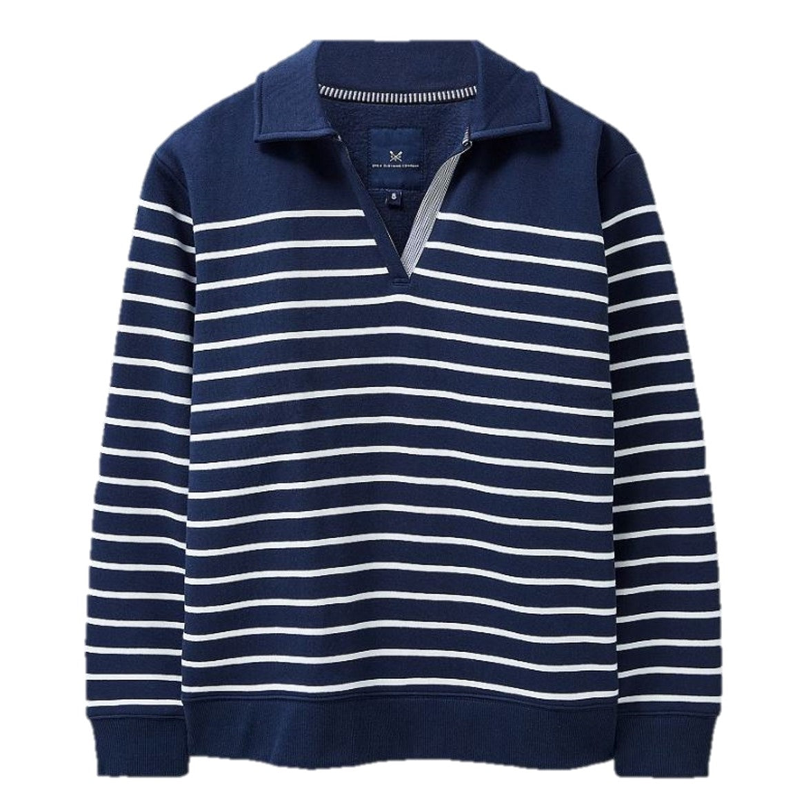 Crew Women's Sandy Collared Stripe Sweatshirt Dark Navy-White