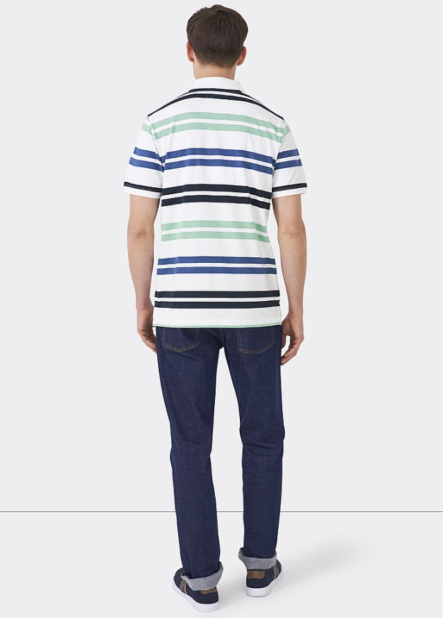Crew Worthing Striped Jersey Polo White-Dusty Jade-Denim Marl 2