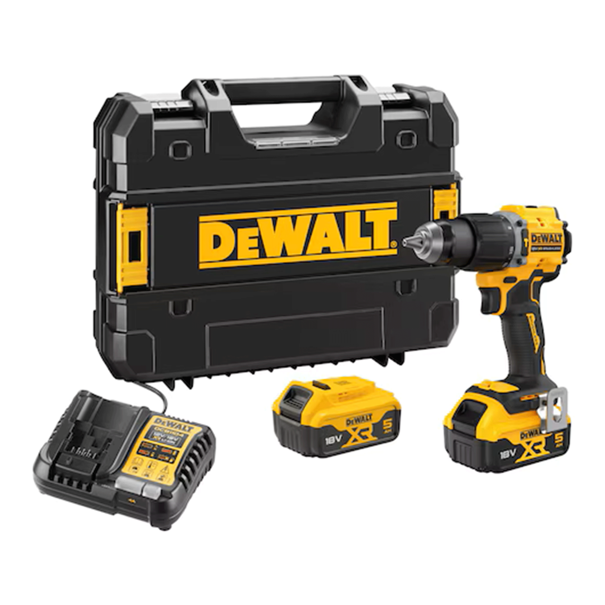 DeWalt 18V XR Brushless Hammer Drill Driver with two 5Ah Batteries
