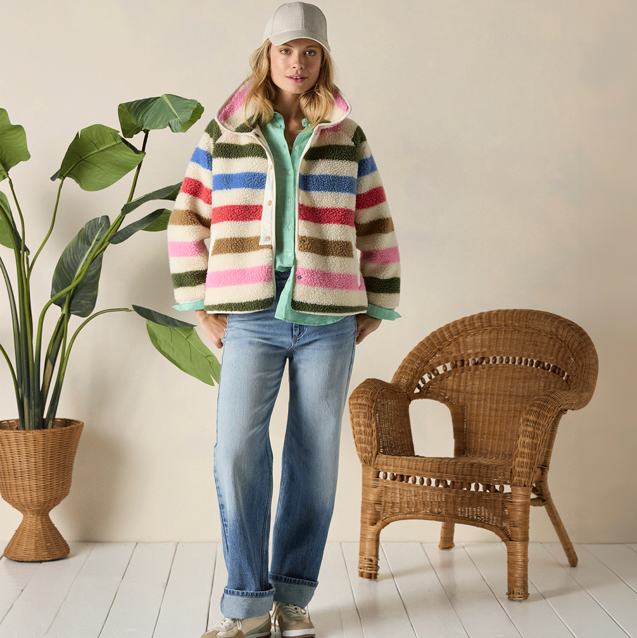 Joules Eva Fleece in Multi Stripe