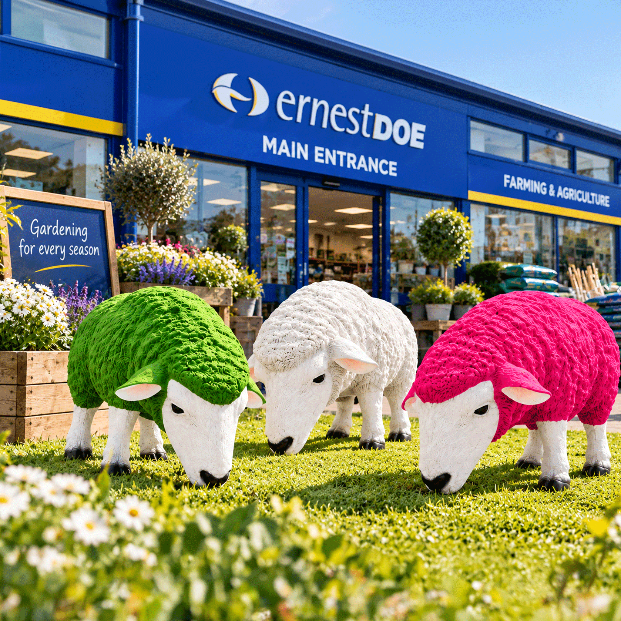 Ewe-Neek Decorative Grazing Sheep Garden Ornament