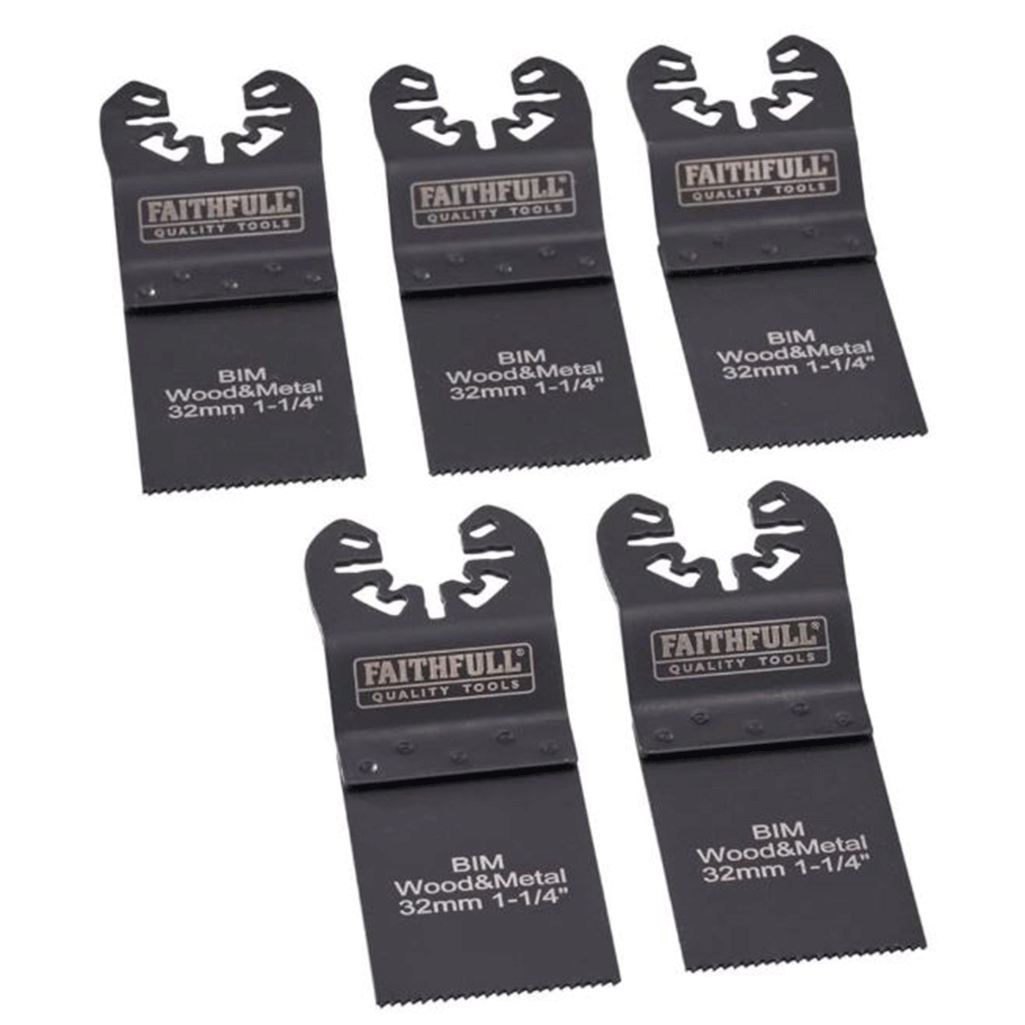 Faithfull Bi-Metal Flush Cut Wood-Metal Blades 32mm Pack of 5