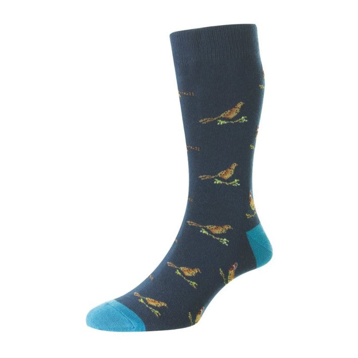 HJ Hall Men's Pheasant & Grouse Cotton Rich Socks Navy