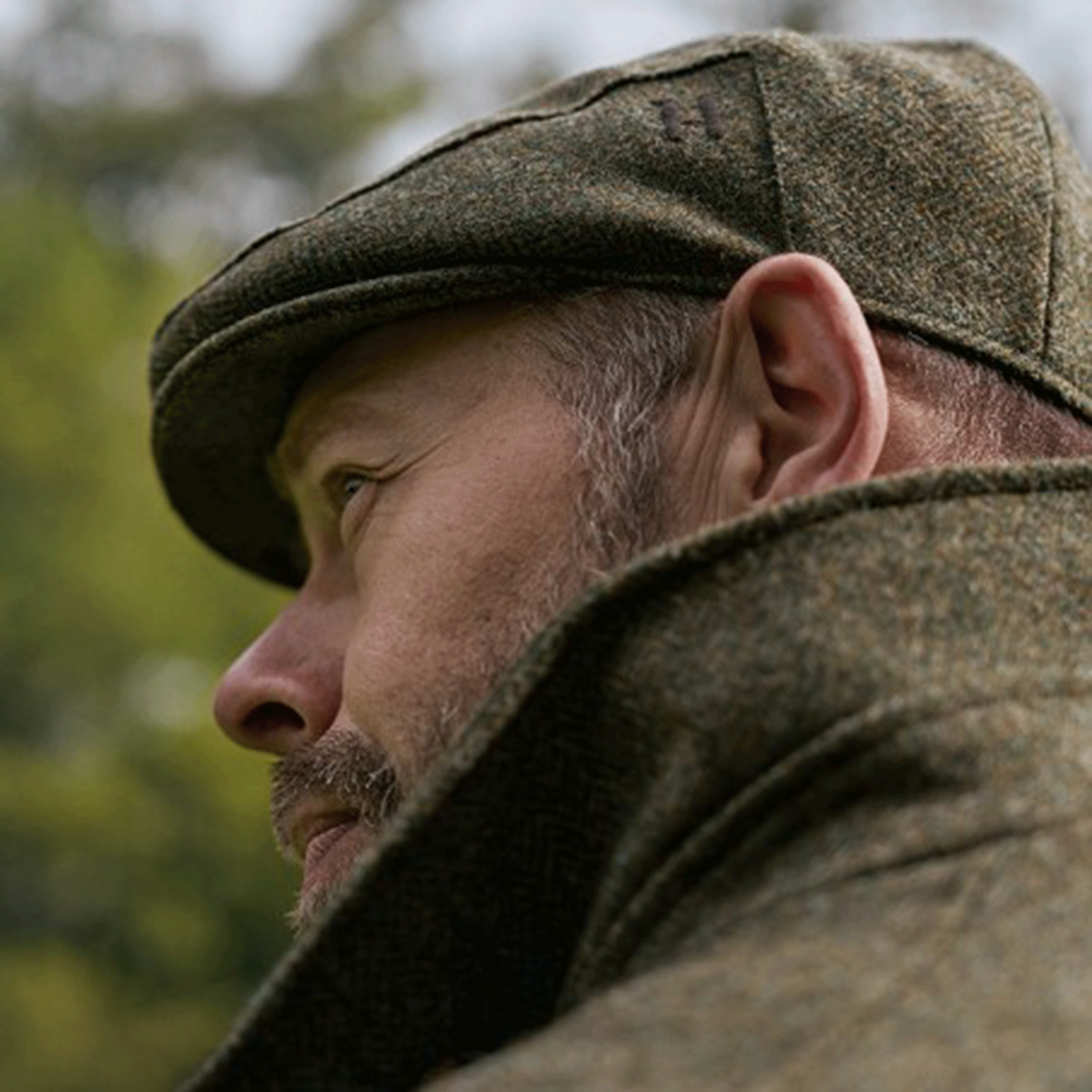 Härkila Kenmore Classic Wool Tweed Flat Cap Forest Green-Herringbone