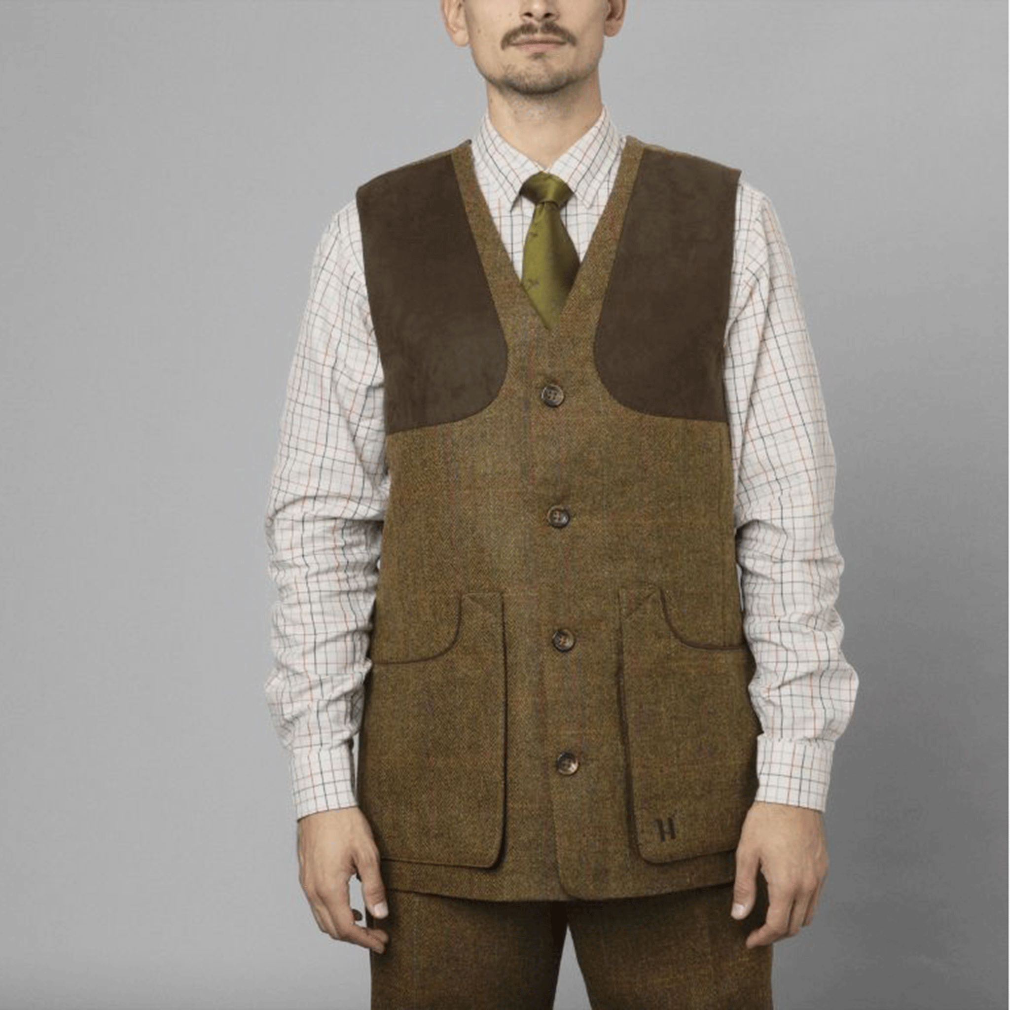Harkila Kenmore GTX Tweed Shooting Waistcoat Terragon Brown