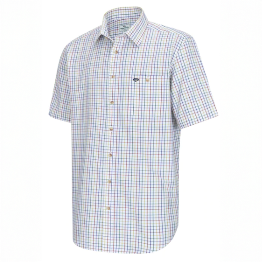 Hoggs of Fife Kessock Short Sleeve Shirt Green-Red