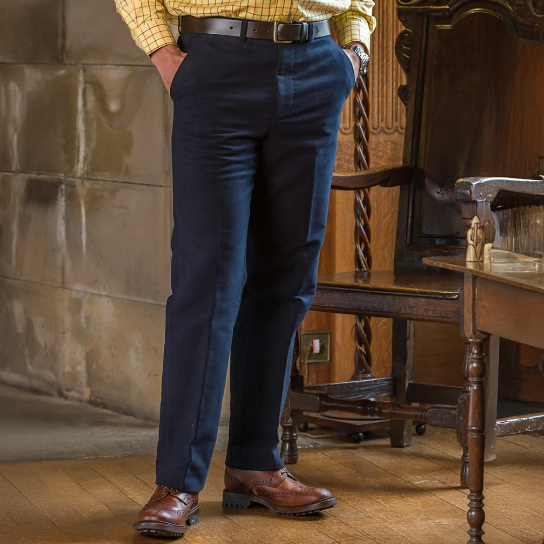 Hoggs of Fife Moleskin Trousers Navy