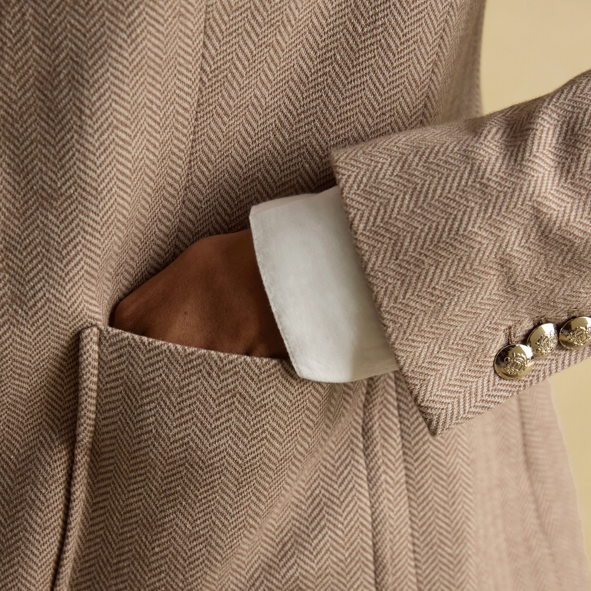 Joules Albury Herringbone Jersey Tweed Blazer Tan Brown