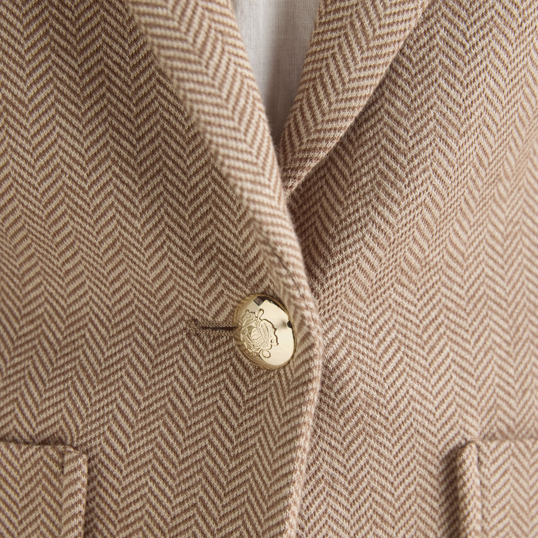 Joules Albury Herringbone Jersey Tweed Blazer Tan Brown