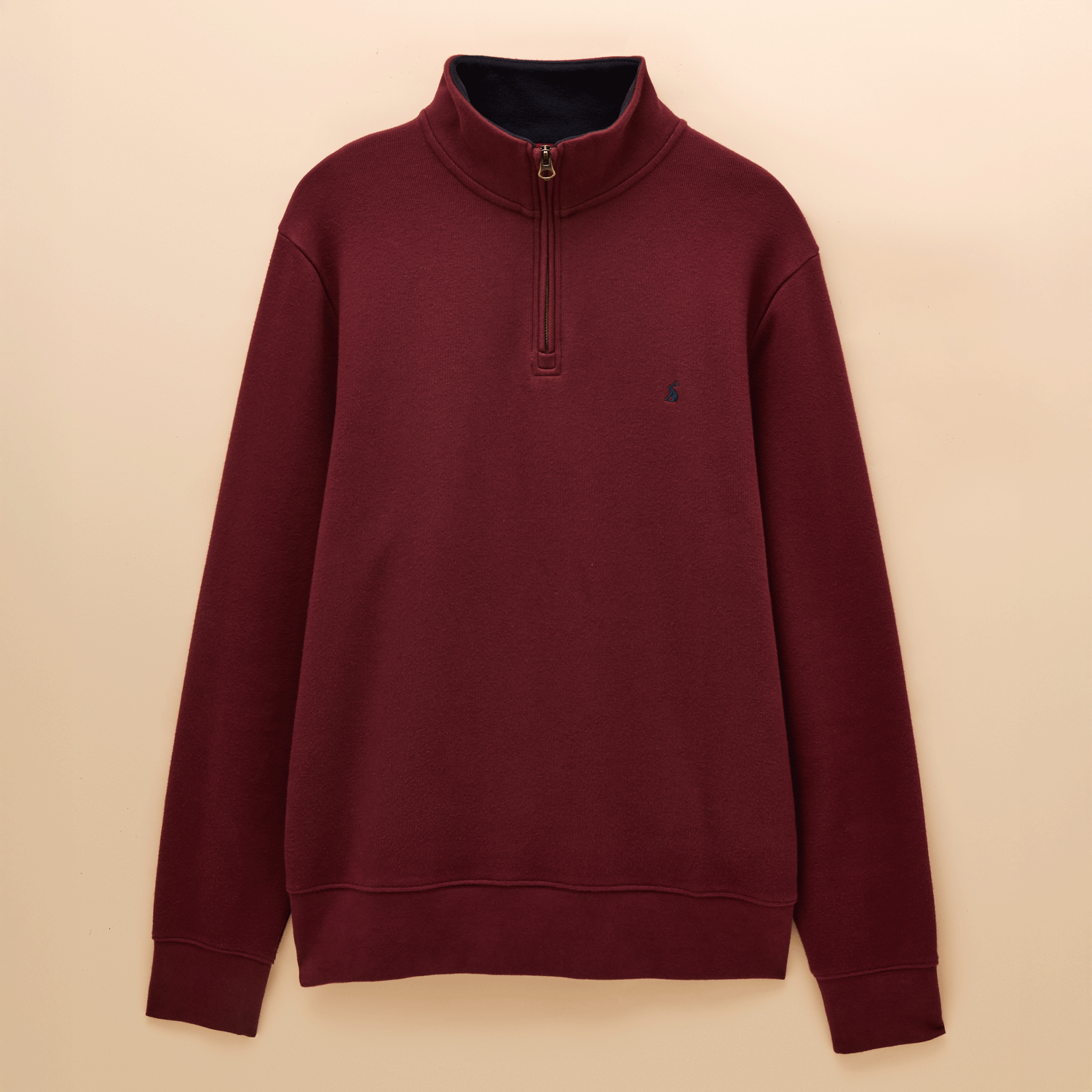 Joules Alistair French Ribbed Knit Quarter Zip Sweatshirt Burgundy Red