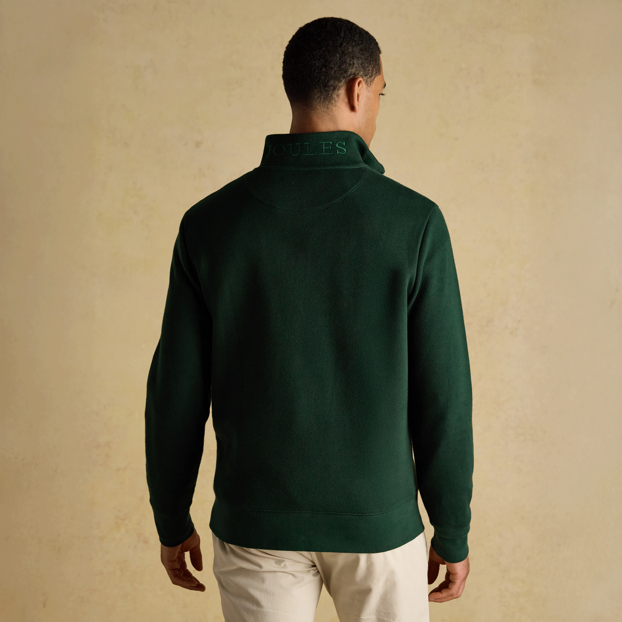 Joules Alistair French Ribbed Knit Quarter Zip Sweatshirt Dark Green