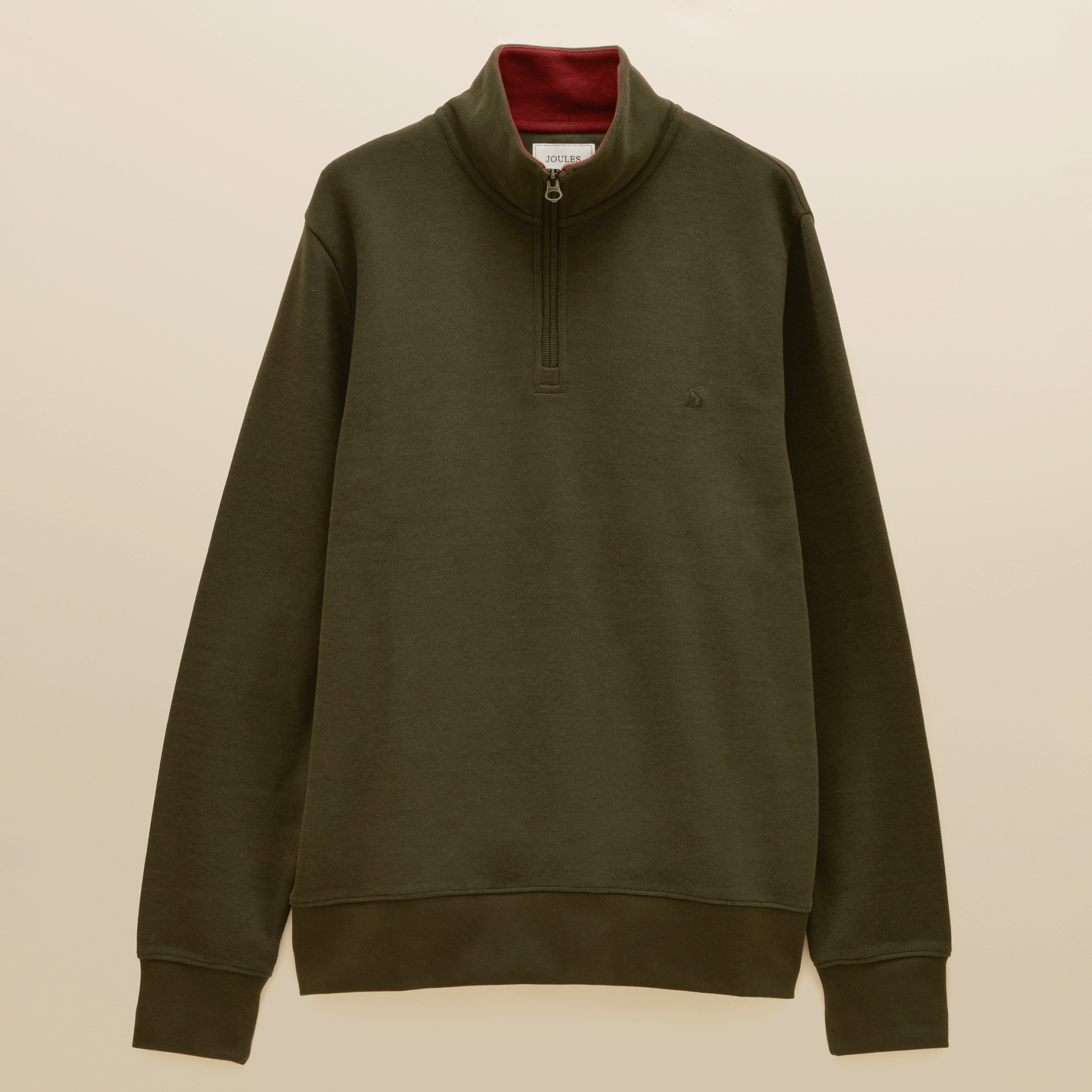 Joules Alistair Men's French Ribbed Quarter Zip Sweatshirt Green