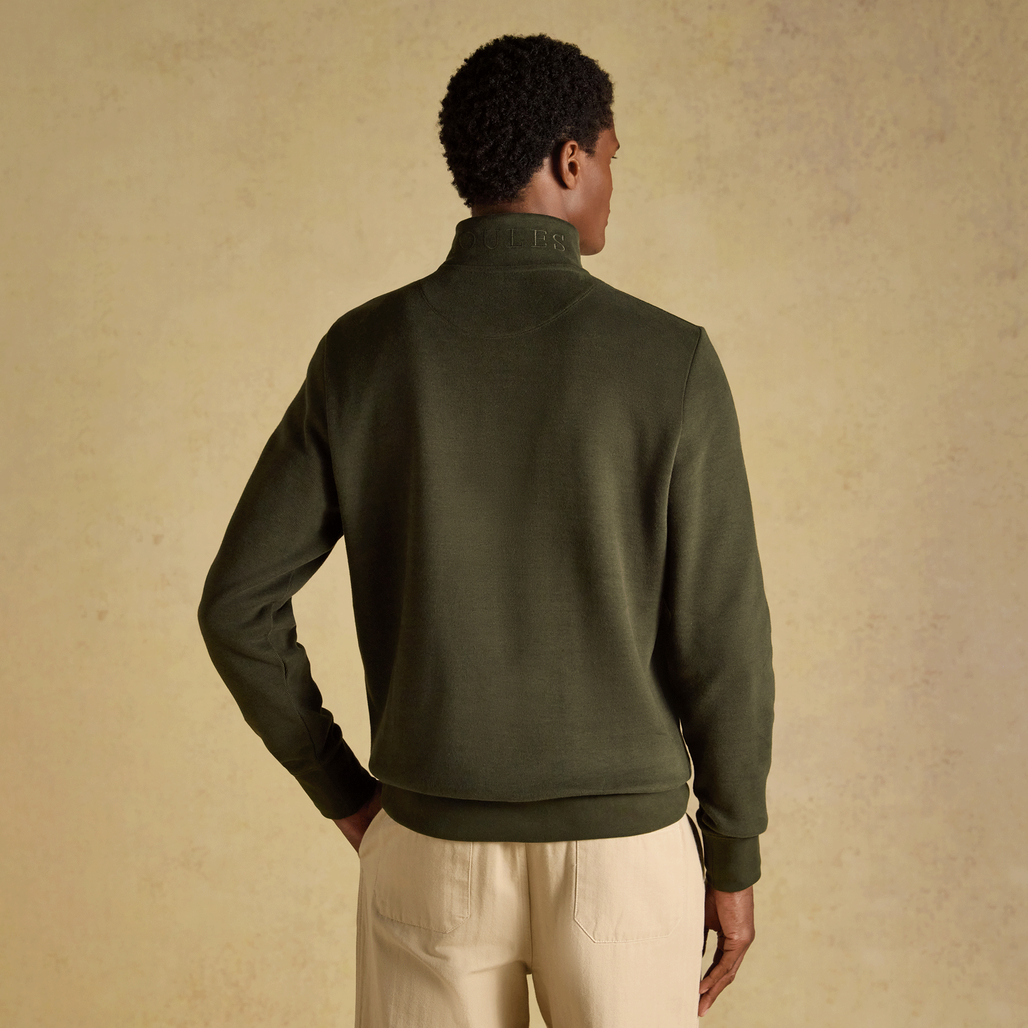 Joules Alistair Men's French Ribbed Quarter Zip Sweatshirt Green
