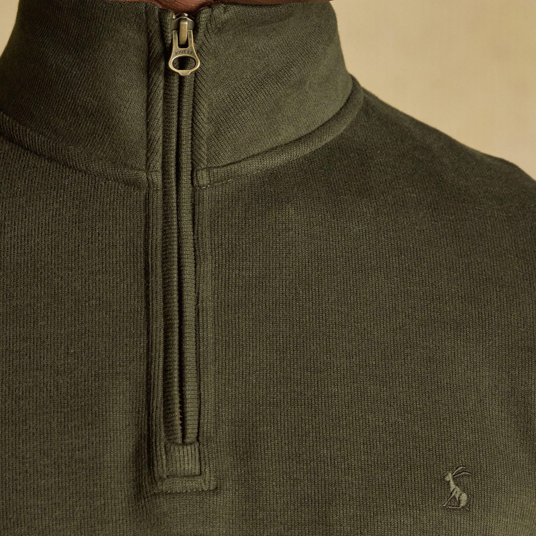 Joules Alistair Men's French Ribbed Quarter Zip Sweatshirt Green