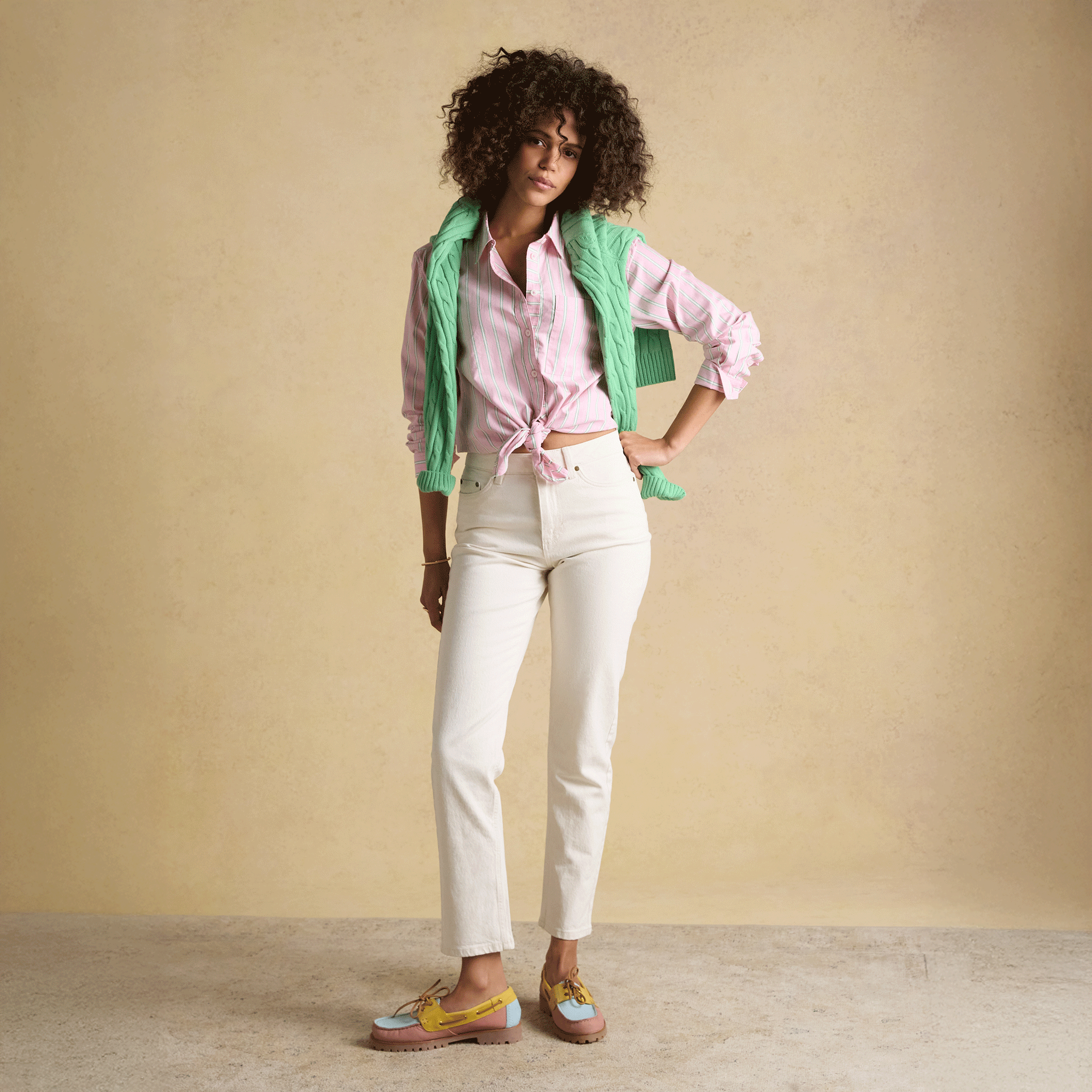 Joules Boyfriend Oxford Shirt in Pink Stripe