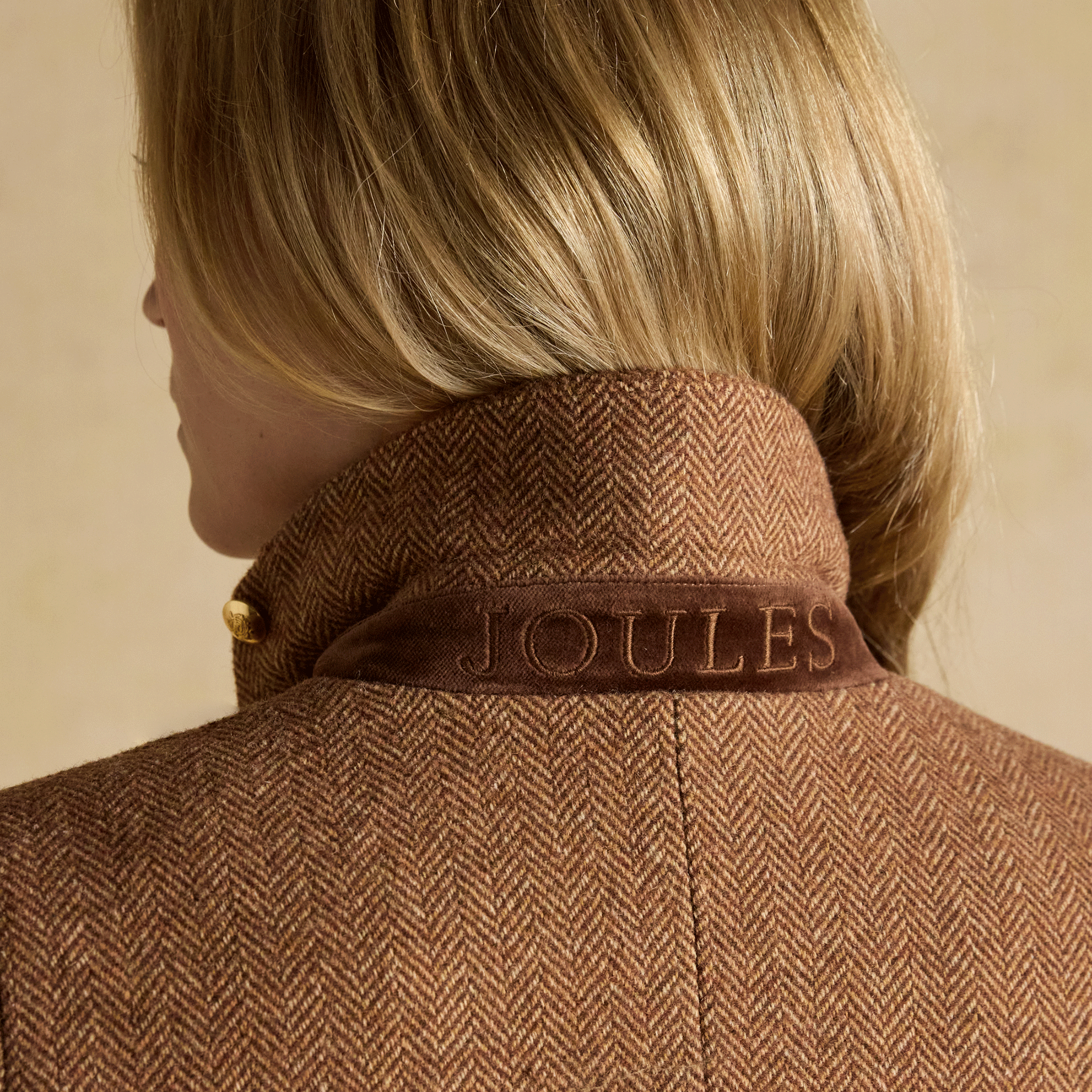 Joules Canterley Herringbone Tweed Blazer Brown