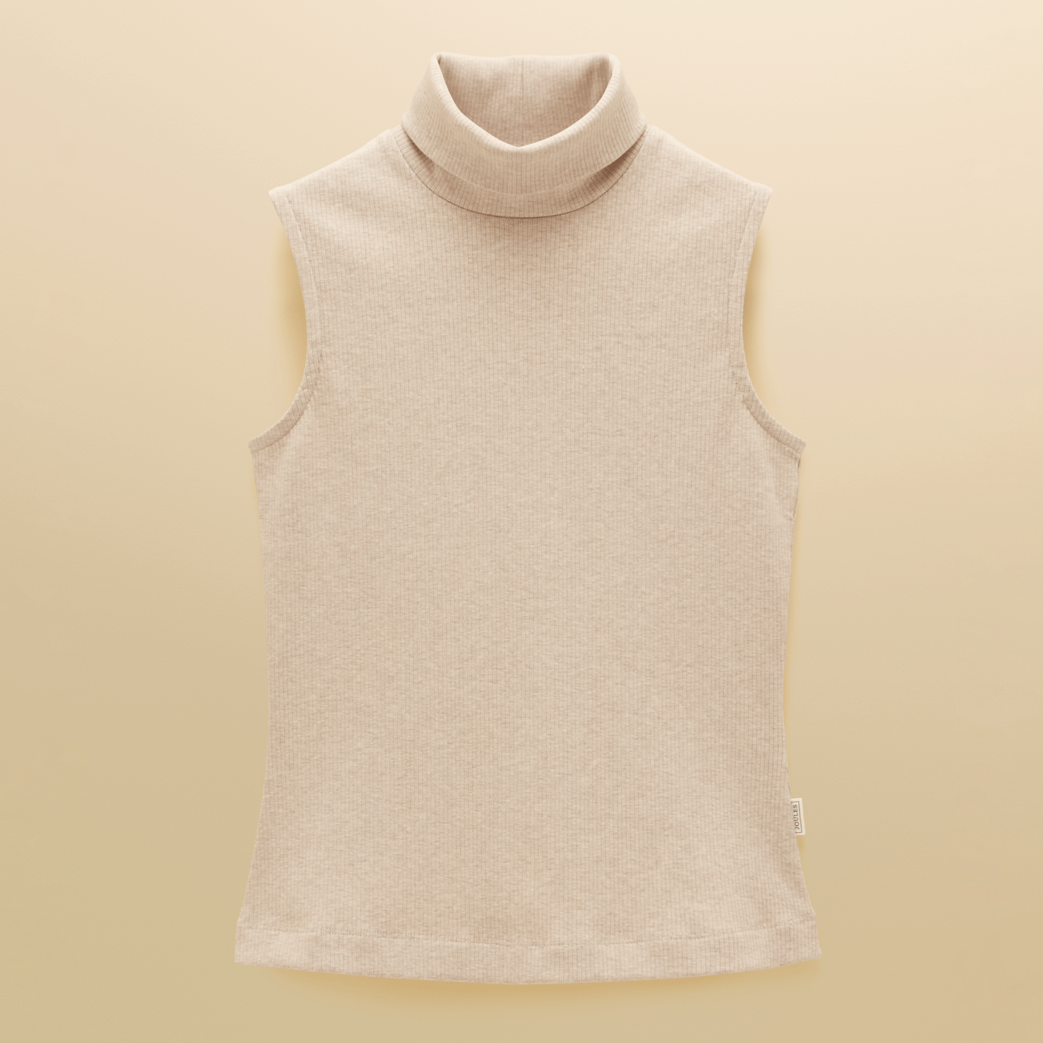 Joules Celia Ribbed Cotton Rich Sleeveless Roll Neck Oat Marl
