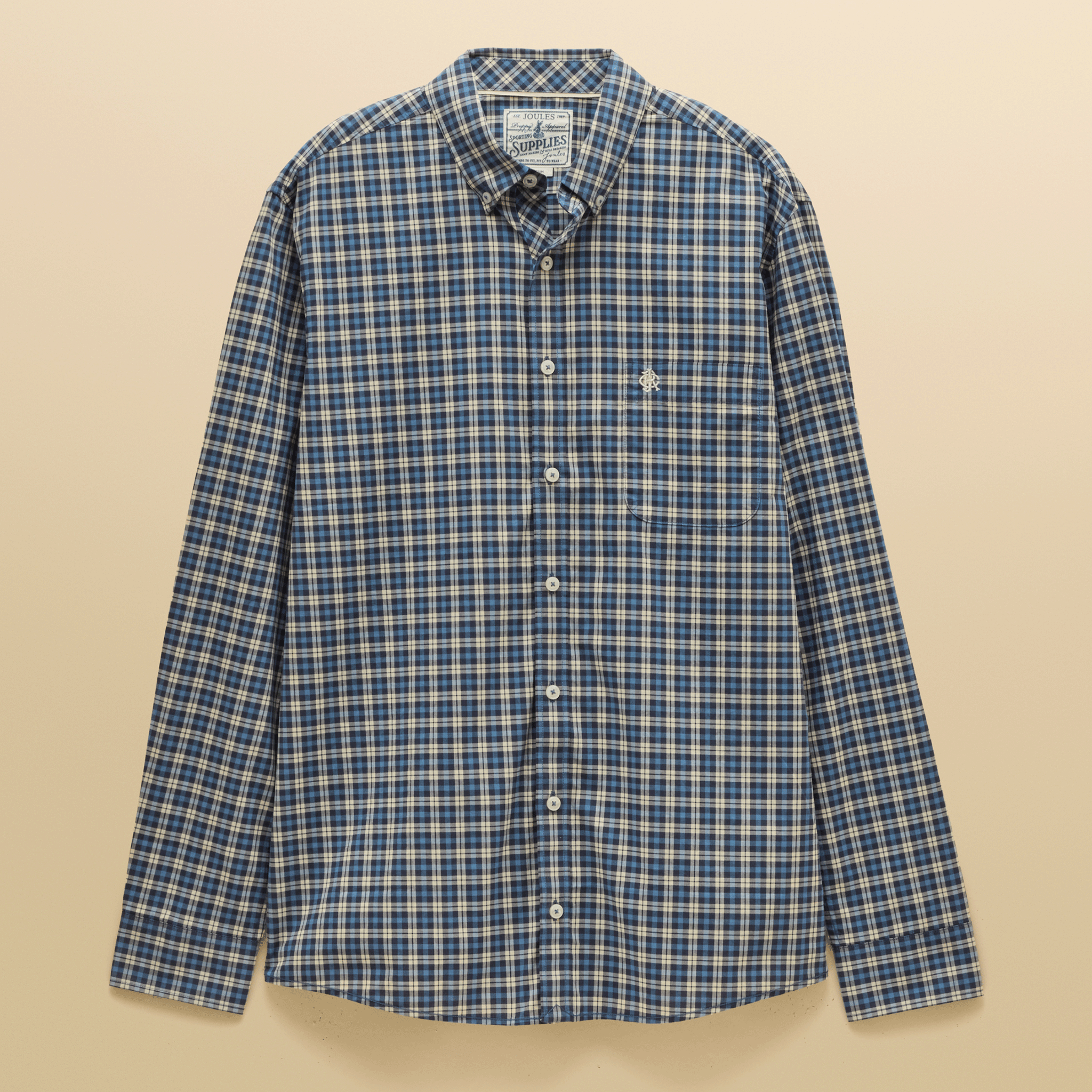 Joules Cotton Poplin Men's Checked Shirt Blue