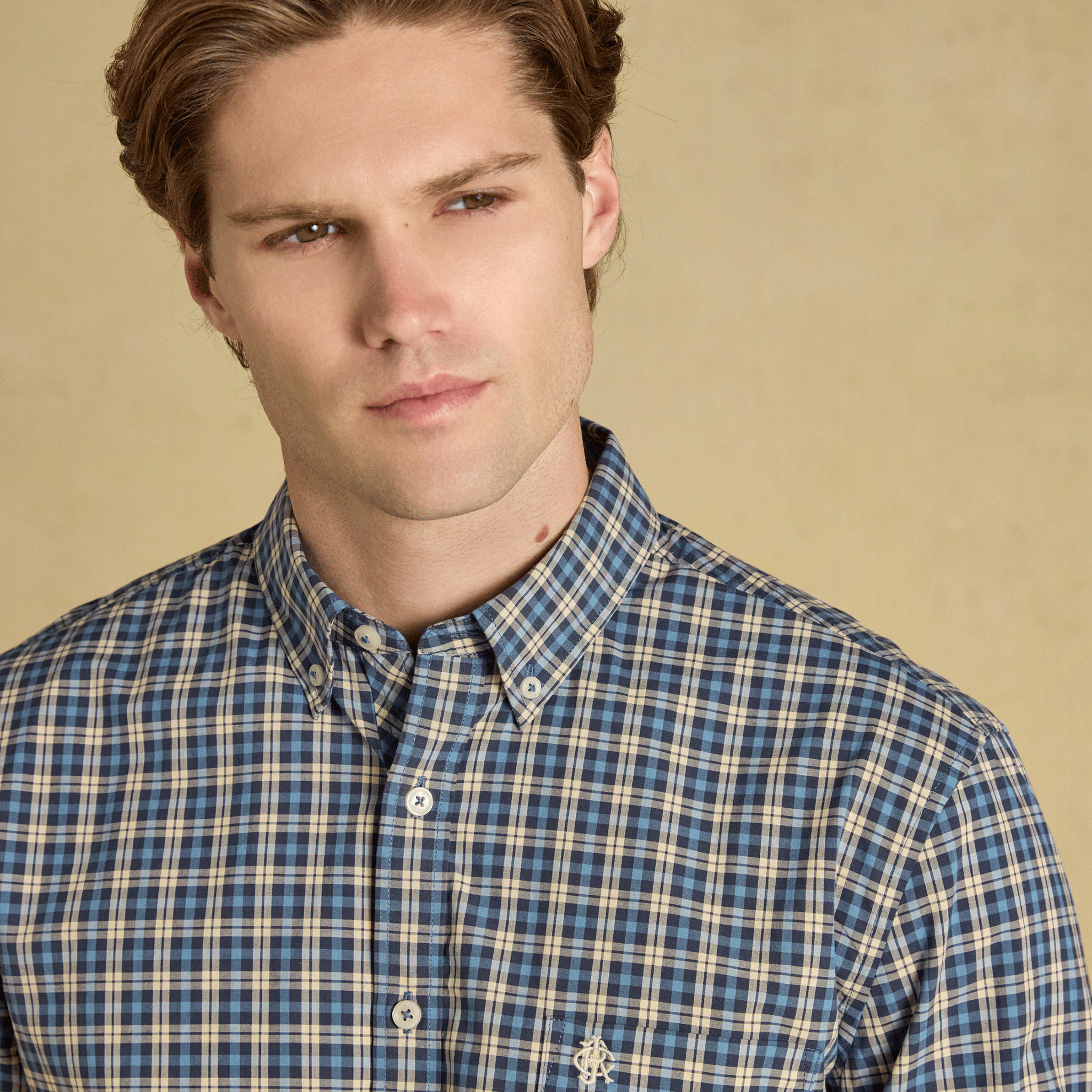 Joules Cotton Poplin Men's Checked Shirt Blue