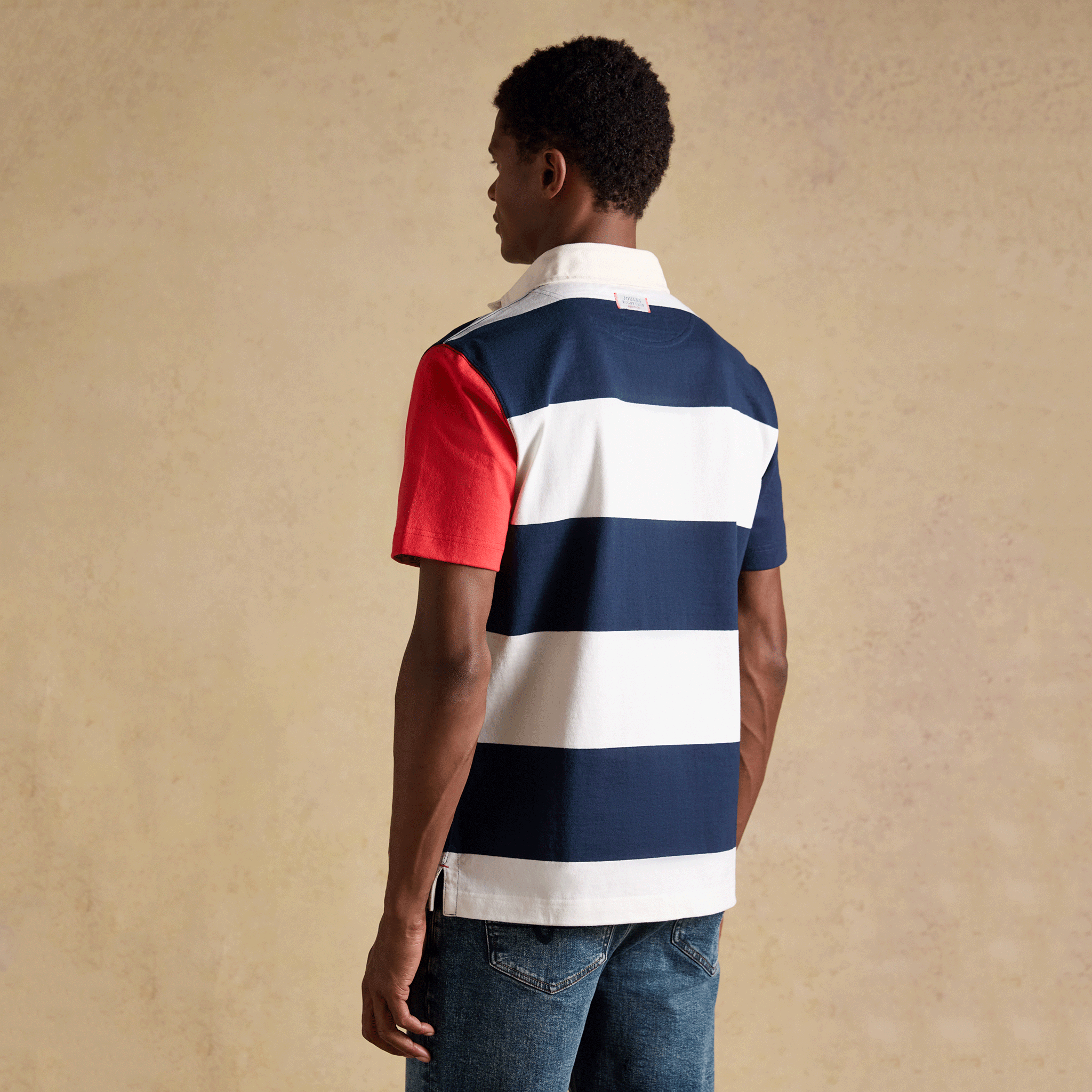 Joules Crossfield Short Sleeve Rugby Shirt in Red, White & Navy