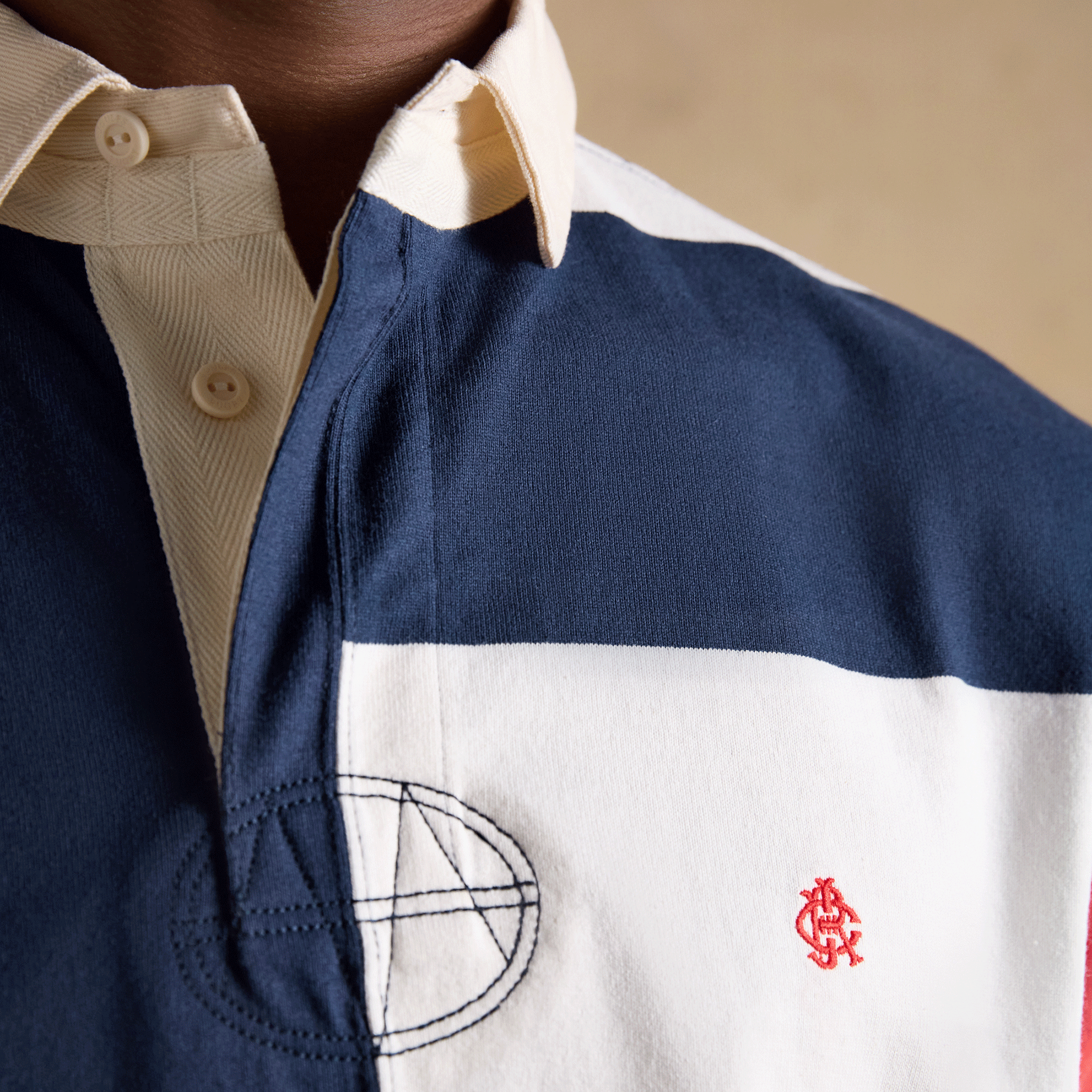 Joules Crossfield Short Sleeve Rugby Shirt in Red, White & Navy
