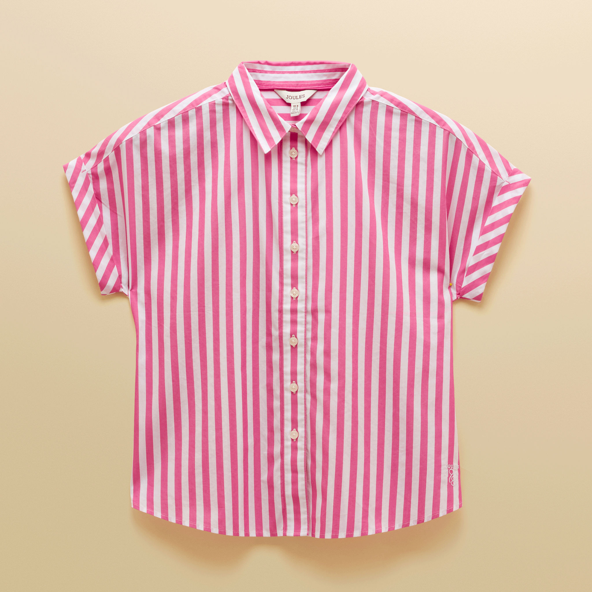 Joules Keira Cropped Tie-Front Shirt in Pink Stripe