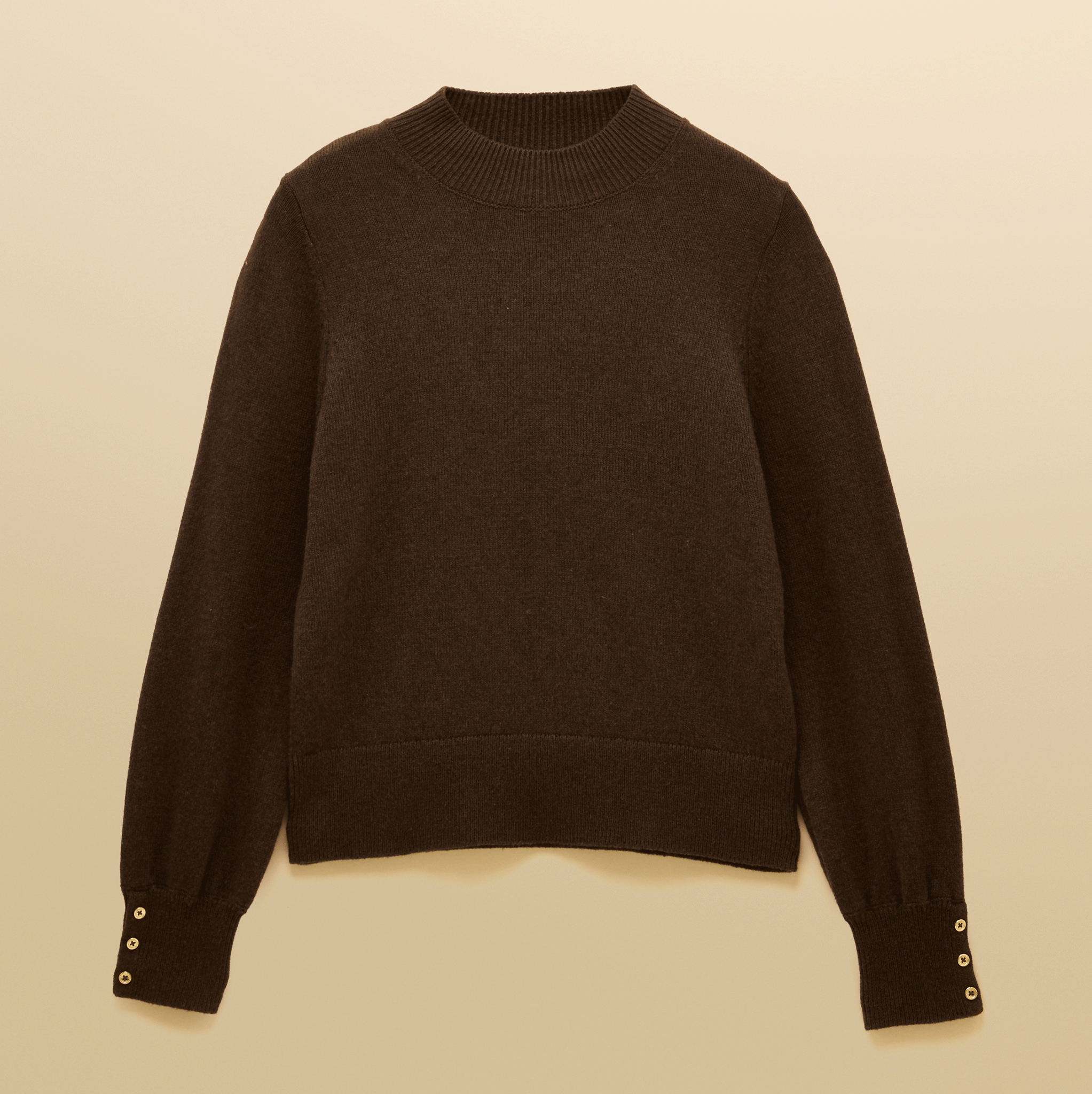 Joules Enid Cotton-Rich High Neck Jumper Chocolate Brown