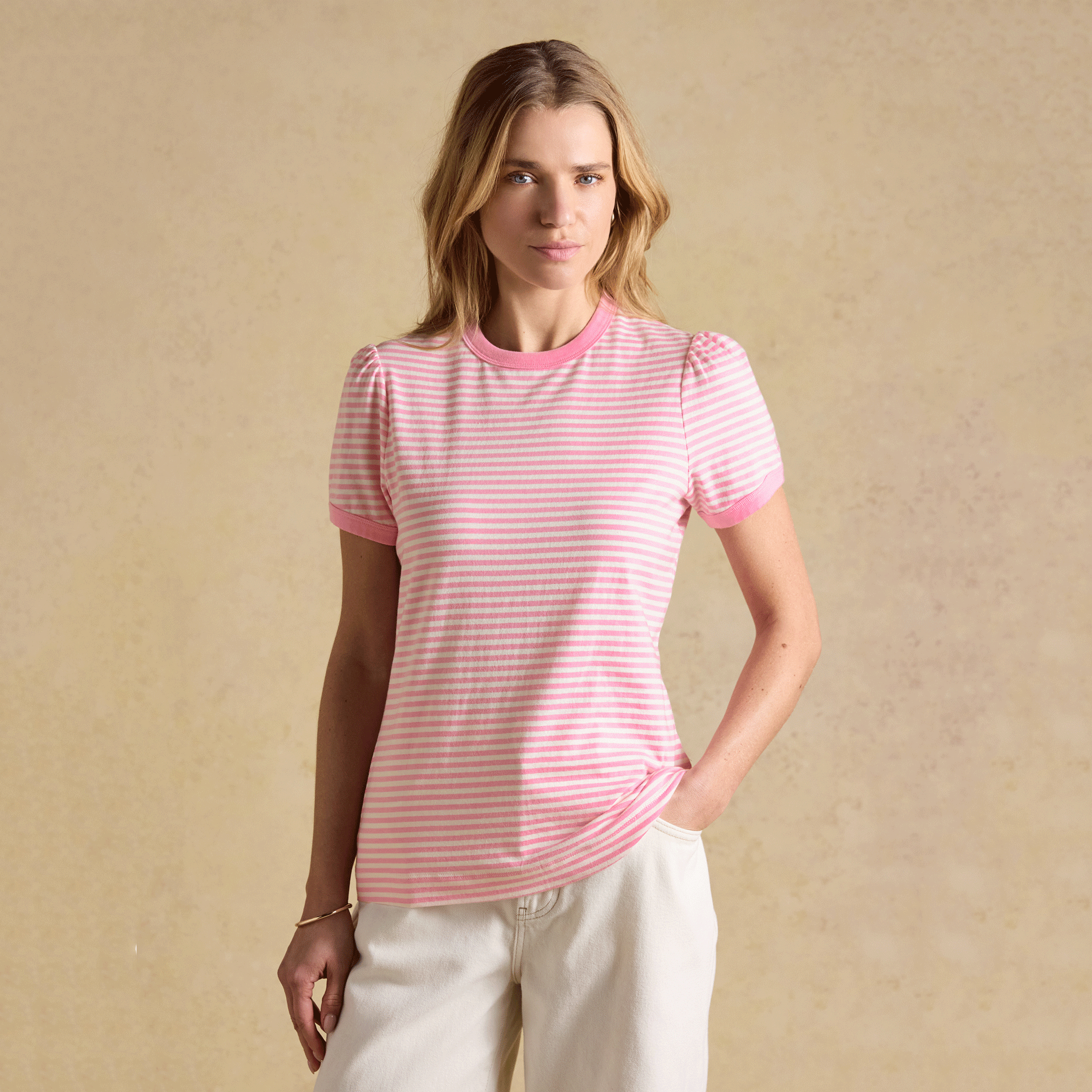 Joules Erin Striped Short Sleeve T-Shirt Pink Stripe