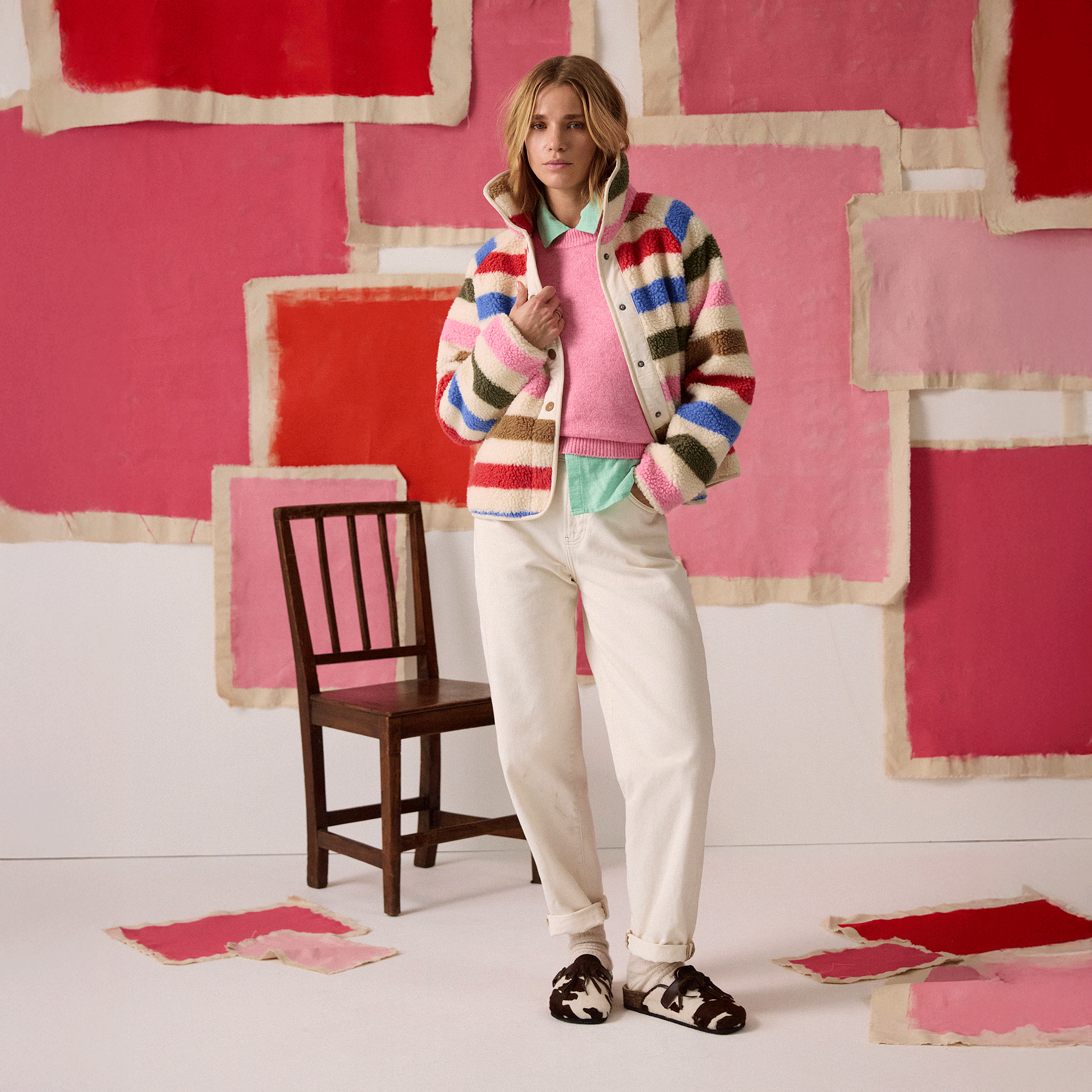 Joules Eva Fleece in Multi Stripe