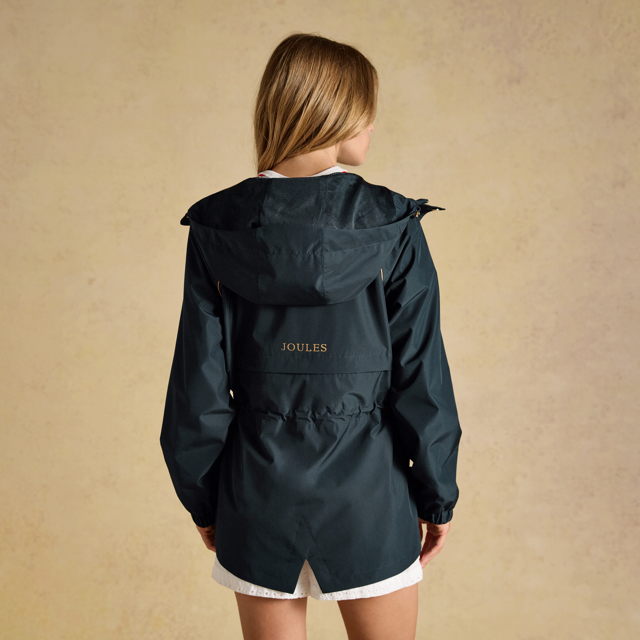 Joules Everdry Waterproof Packable Raincoat with Hood Navy