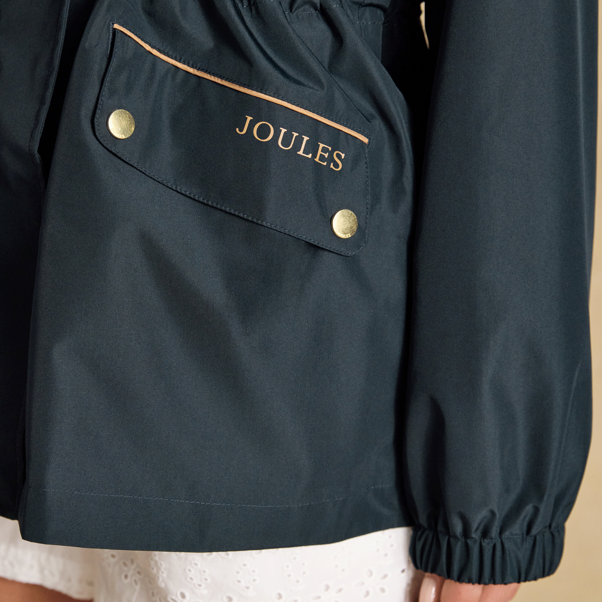 Joules Everdry Waterproof Packable Raincoat with Hood Navy