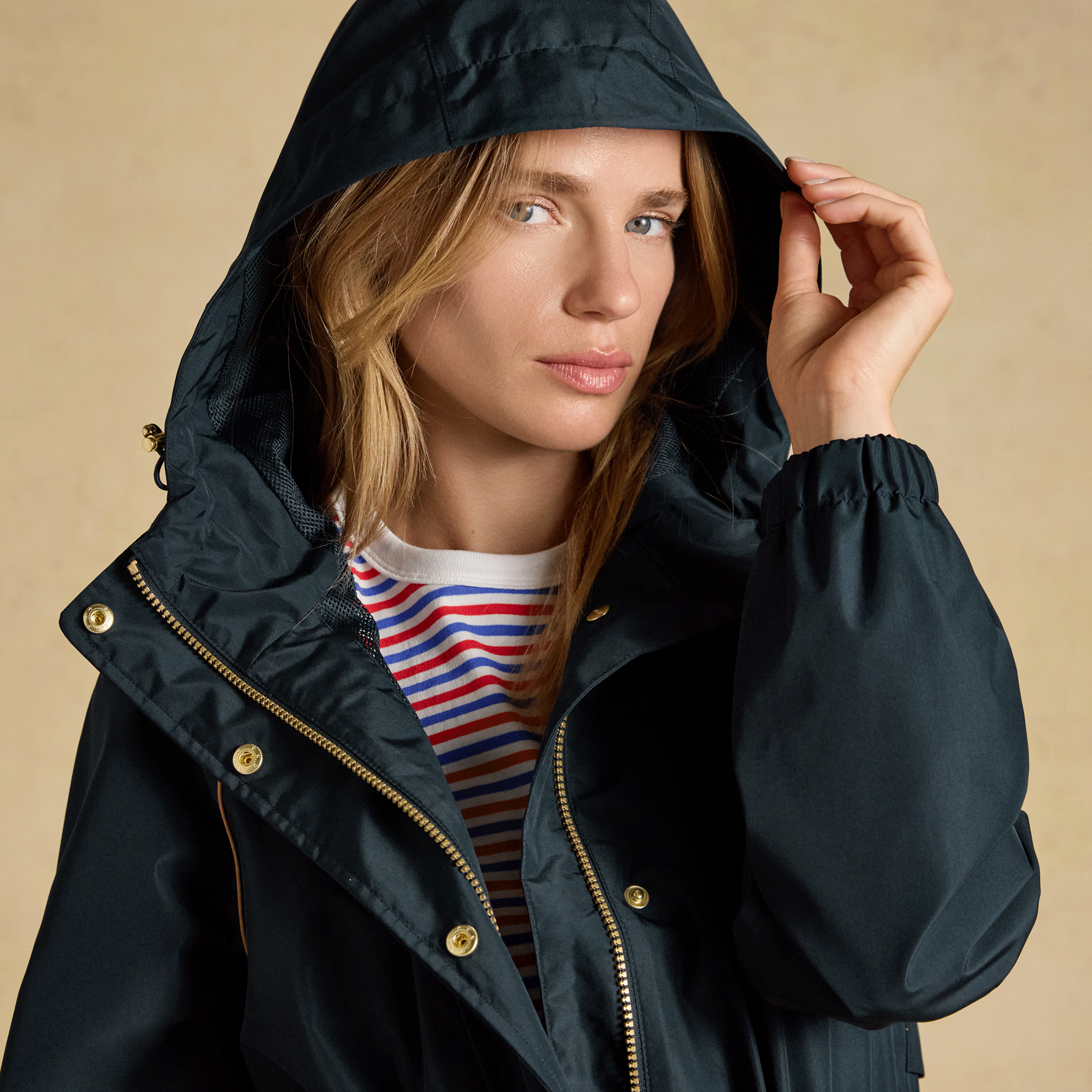 Joules Everdry Waterproof Packable Raincoat with Hood Navy