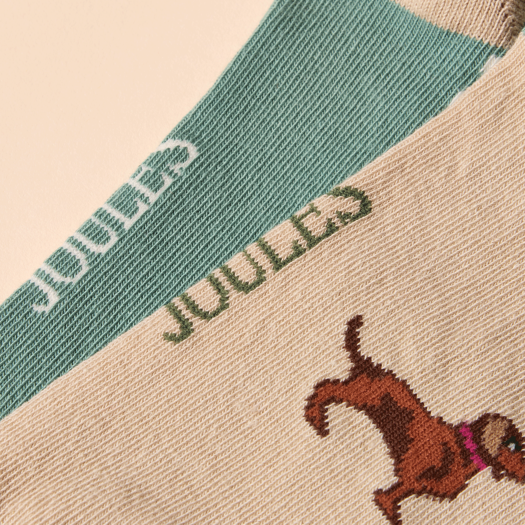 Joules Everyday Khaki Green-Cream Cotton Blend Socks 2 Pack