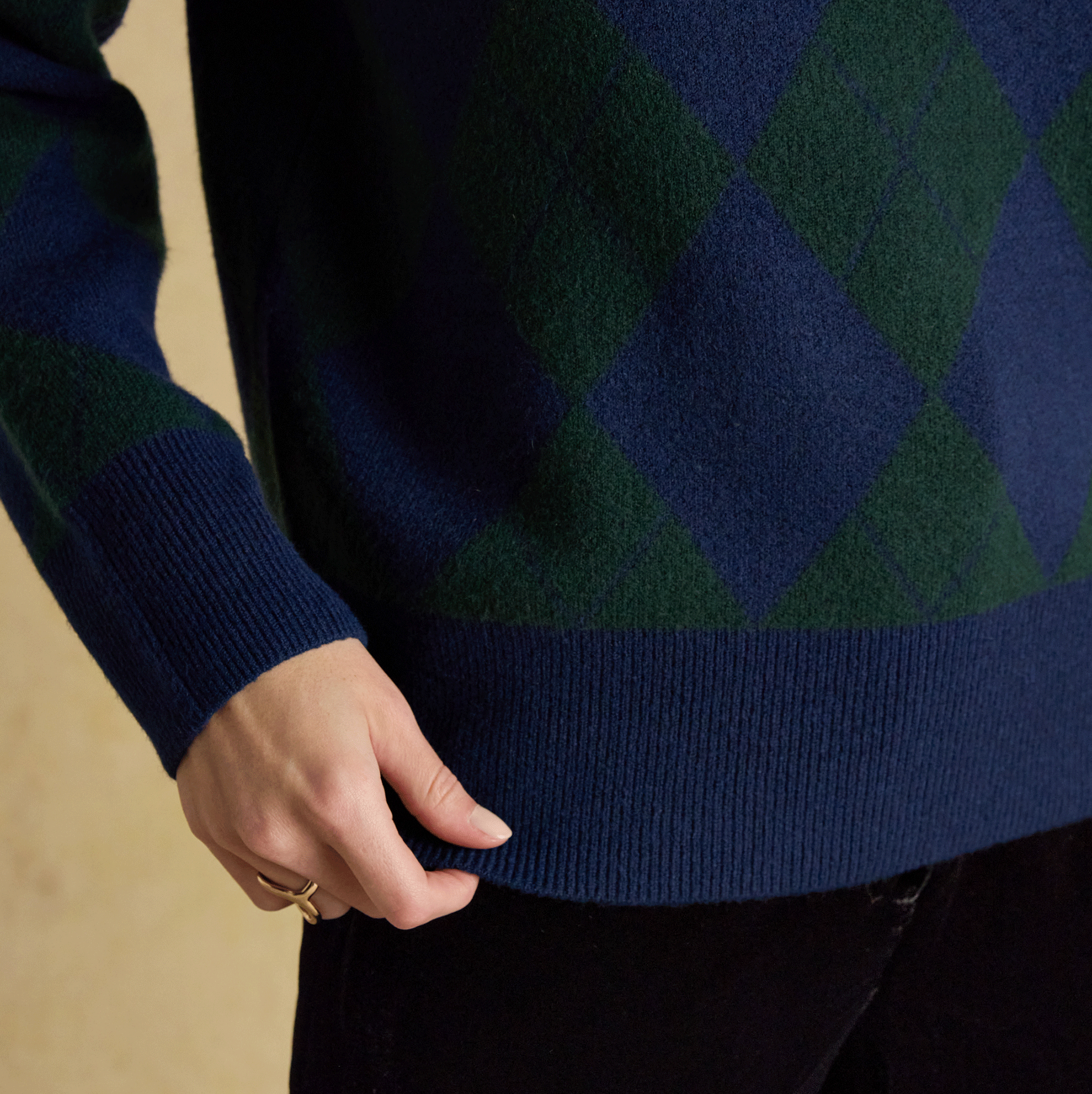 Joules Gilmore Argyle High Neck Jumper Navy-Green