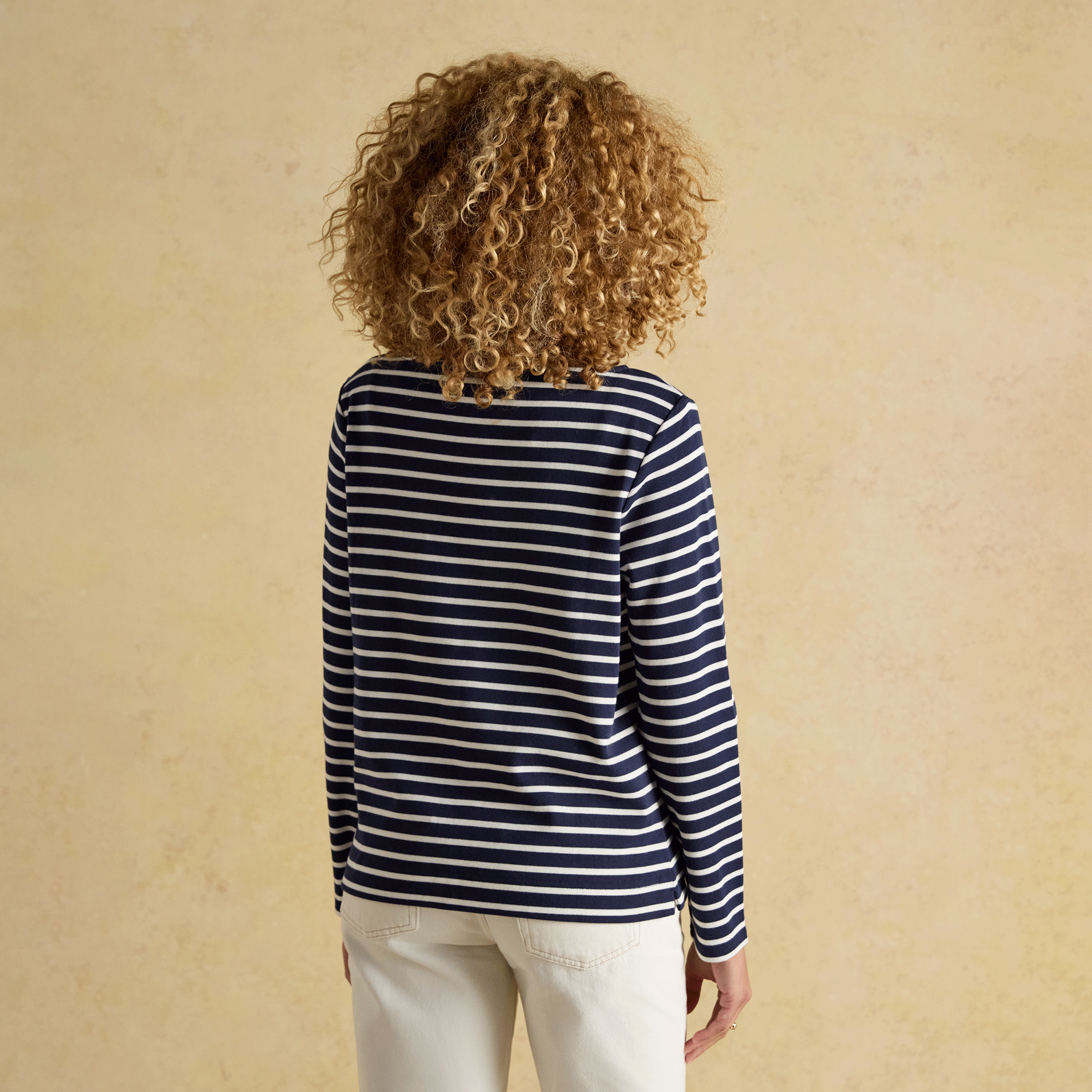 Joules Harbour Boat Neck Long Sleeve Striped Breton Top Navy & White