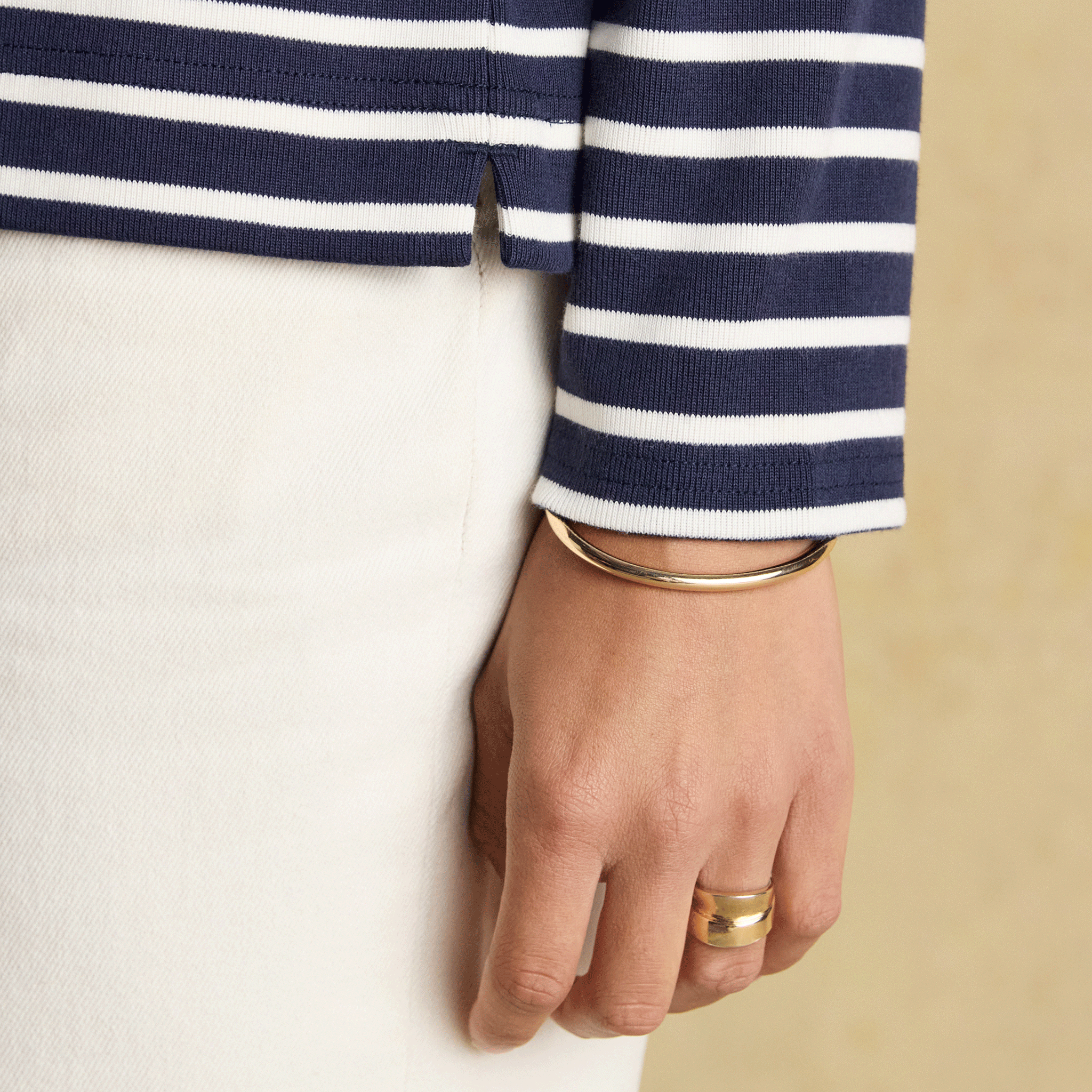 Joules Harbour Boat Neck Long Sleeve Striped Breton Top Navy & White