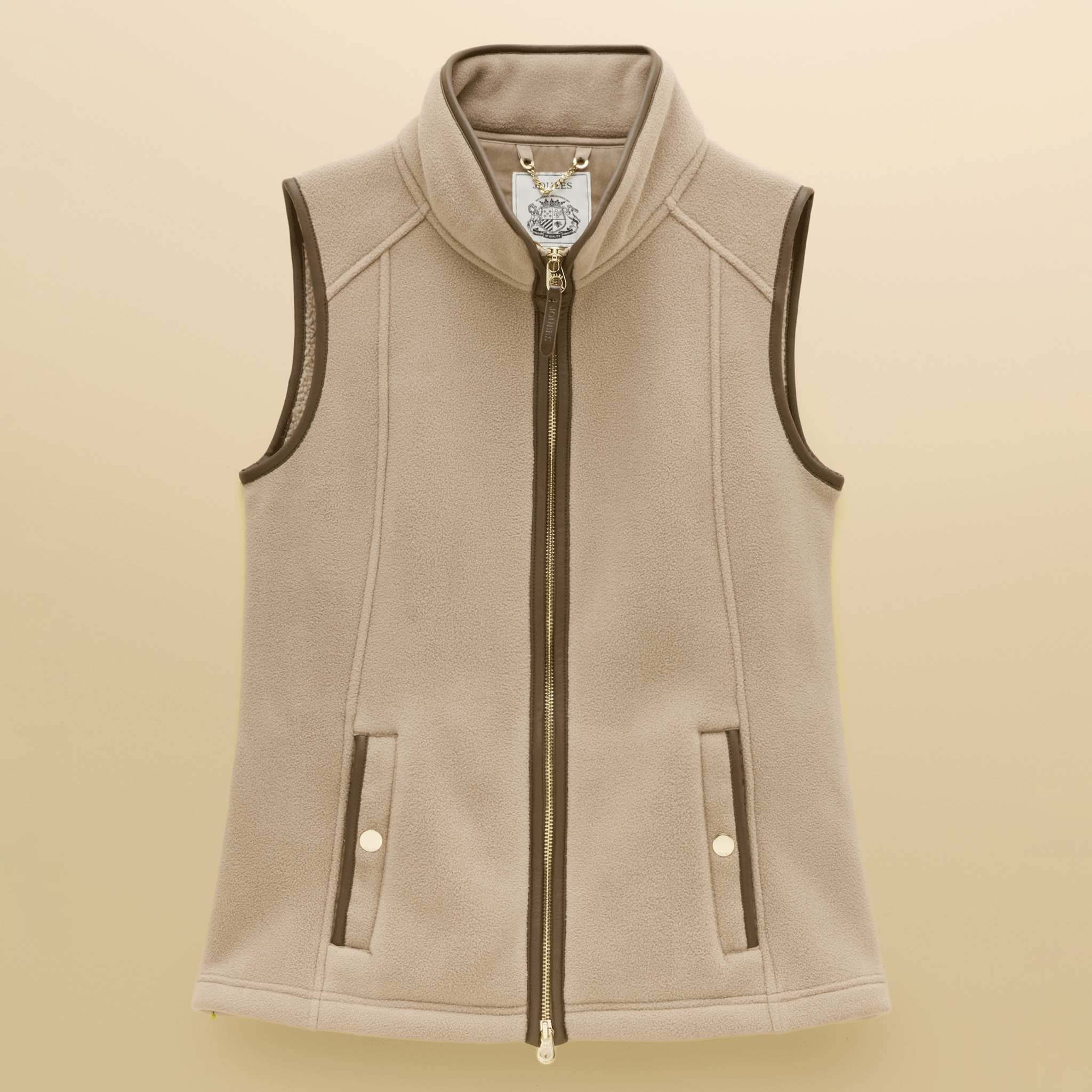 Joules Heritage Fleece Gilet Mink Brown