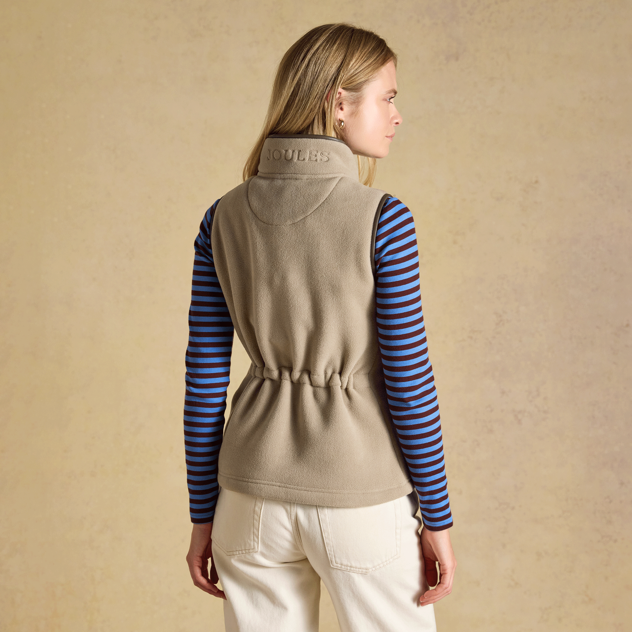 Joules Heritage Fleece Gilet Mink Brown